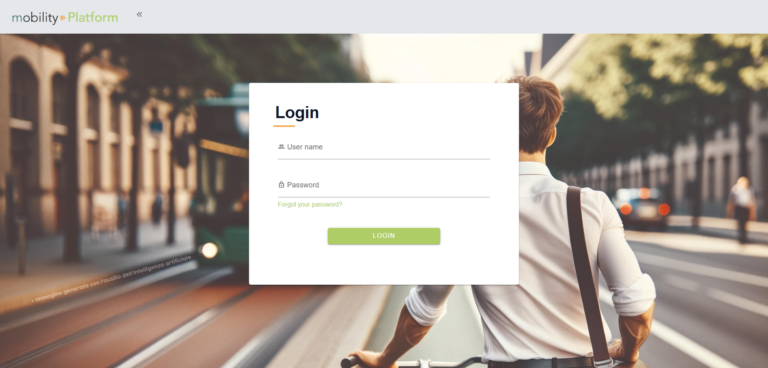 Schermata di login del tool mobilityPlatform